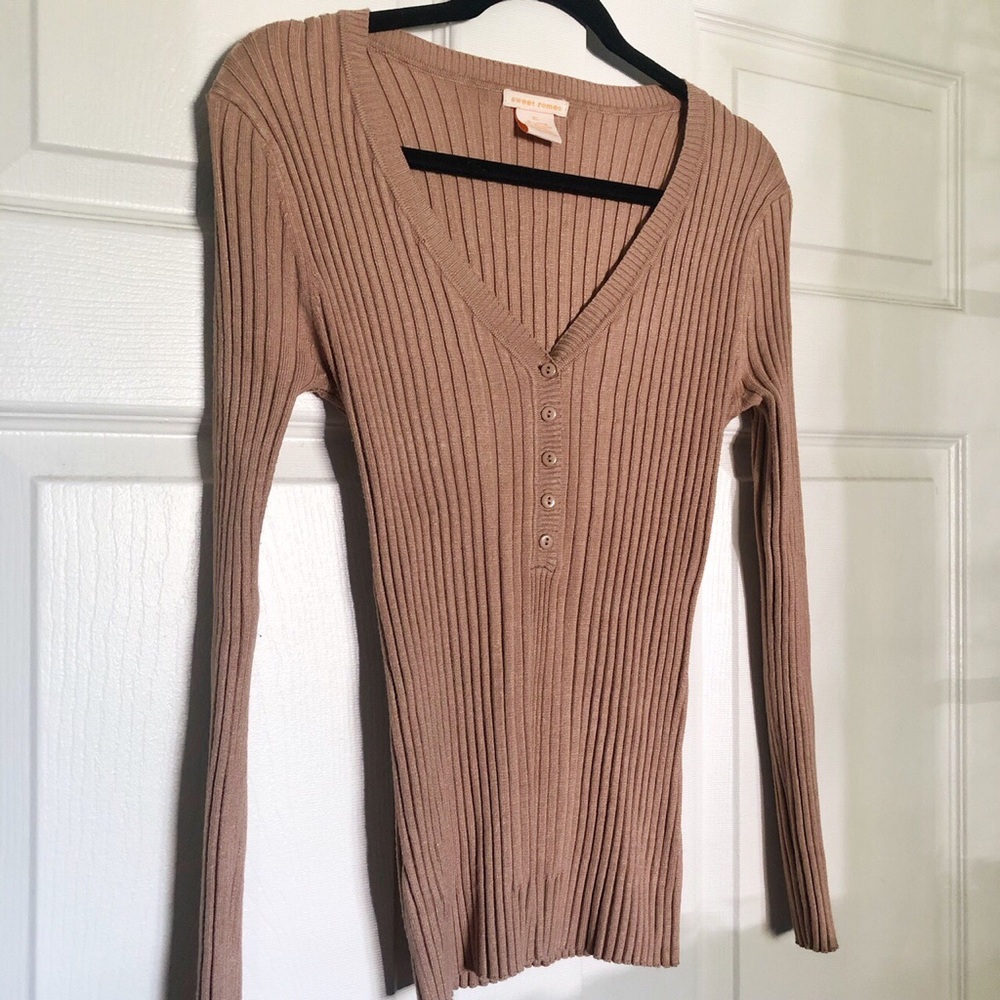 Tan Ribbed Long Sleeve